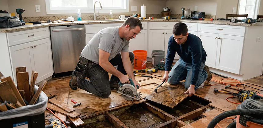 Kitchen Floor Water Damage Repair in Sun City West